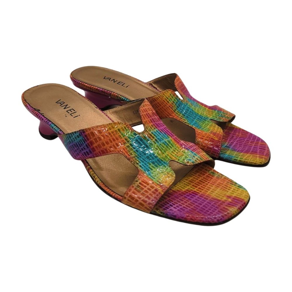 Vaneli Women's Rainbow Faux Snakeskin Open Toe Heels Size 10N
